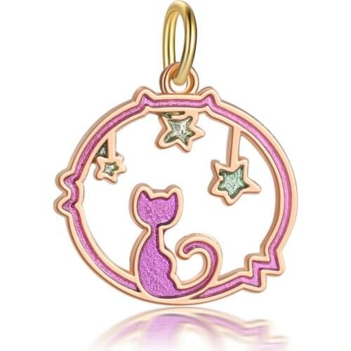 1Pcs New Cute Cat Pendant DIY Beads Suitable for Original Pandora Charm Bracelet Ladies Jewelry Making Gift