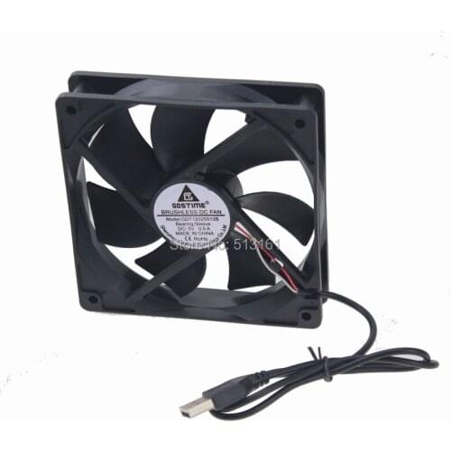 10 Pieces/lot Gdstime 5V USB DC Cooling Cooler Computer Fan 120x120x25mm 12025