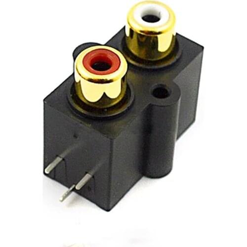 100pcs Gold Plated AV Plug 2 Holes 3 Feet Audio Video Lotus RCA-222 Sealed Socket AV Connector Network Switch