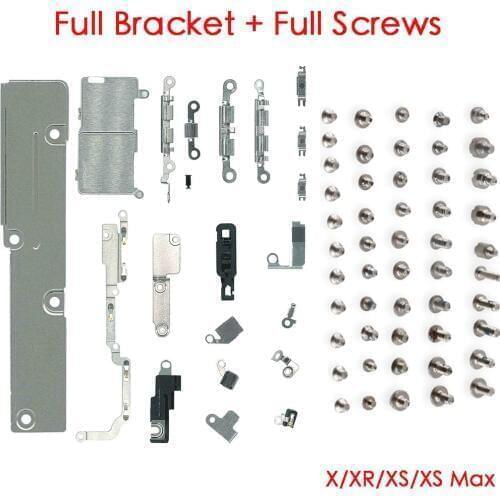 2pack/set Repair Replacement Parts Metal Holder Bracket Fastening Pad Spacer + full set screws for iPhone X XR XS XS max