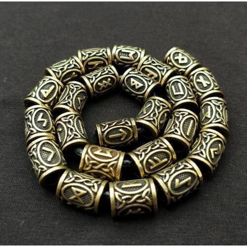 24Pcs Viking Runes Beads Norse Runic Jewelry Bead For Hair Beard Bracelet Making