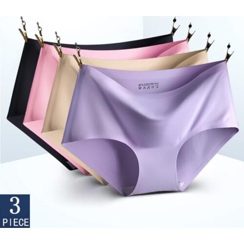 3pcs/lot Seamless Panties For Women Underwear Lingerie Sexy Female Underpants Briefs Invisible Pantys Mid-Rise Silky Brief