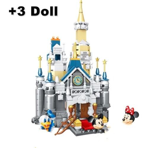 384pcs+Disney Mickey Minnie Donald Duck Castle Building Blocks Bricks Toys
