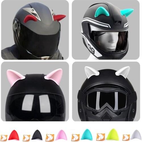 Car Motorcycle Bike Helmet Cat Ear Sticker Decoration Off-road Motorcycle Bicycle Face Full Helmet Cat Ear Car devil horns moto