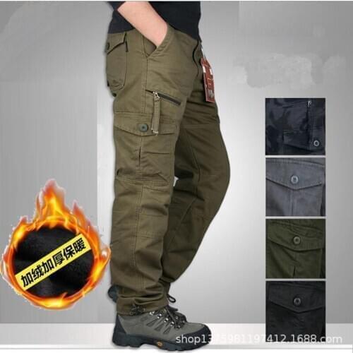 Mens Trousers Winter Warm Casual Pants Large Size Plus Velvet Thick Overalls Fashion Straight Loose Sports Pants