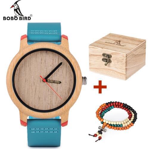 BOBO BIRD Timepieces Bamboo Watches for Men and Women Luxury Quartz Wristwatches with Leather Straps In Wooden Gifts Box