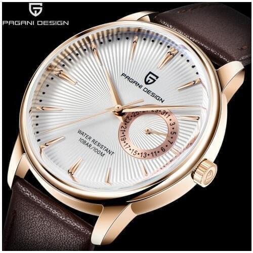 PAGANI DESIGN New Mens Watch Classic Luxury Fashion Brand Leather Waterproof Rose Gold Case Men Quartz Watch Relogio Masculino