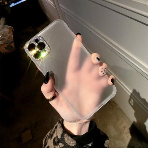 Bling Diamond Camera Protection Matte Cover For iPhone SE 2020 X XR XS Max 8 7 6 6s Plus Case Luxury For iPhone 11 Pro Max Case