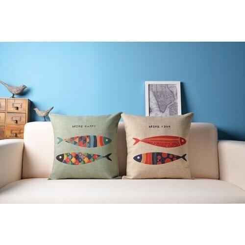Decorative fish throw pillow cushion set nautical couch pillows pillowcases No Inner