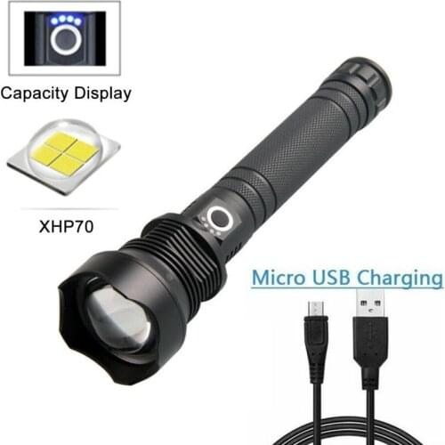 XHP70 Most Powerful LED Flashlight Stretch 3 Modes USB Zoom Torch Rechargeable 26650 Battery Outdoor led Flashlight