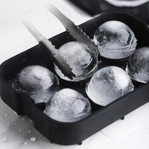 6 Hole Whiskey Round Ice Hockey Mold Silicone Spherical Ice Cube Mould Hockey Maker Ice Box Quick Freezer Ice Mold for Party Bar