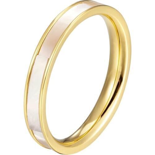 Beautiful A Circle Shells Ring For Women Stainless Steel Good Quality Gold And Rose Gold Color Jewelry Gift Ring Wholesale