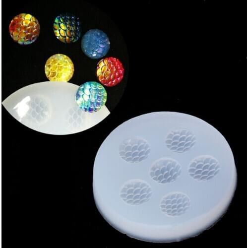 JAVRICK 12mm Round Fish Scales Bead UV Resin Casting Mold Silicone Mold Jewelry Making 5x 1cm