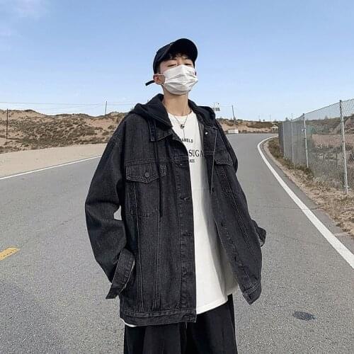 New loose Korean jacket jacket denim outer suit autumn hooded youth fashion new trendy men