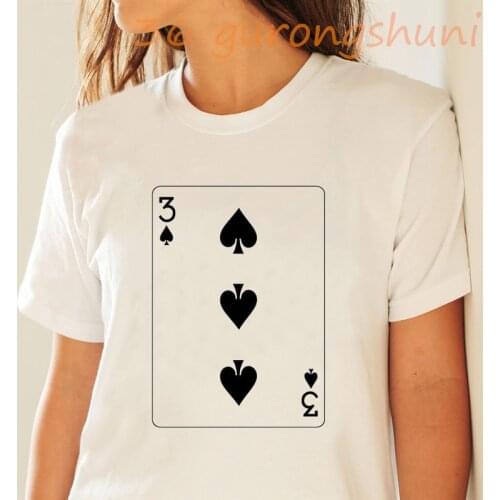 Summer tops playing card 3 t-shirt funny Poker korean kpop harajuku tshirt cards 3 cute kawaii vintage t shirt women tumblr