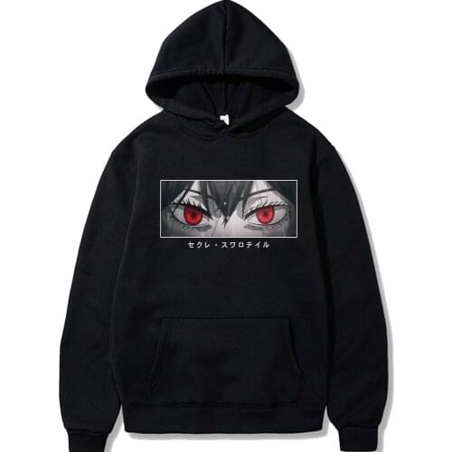 Kawaii Black Clover Hoodies Men Women Anime Eyes Black Hoodies Bluzy Tops Clothes