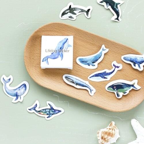 45pcs/pack Kawaii Whale Label Stickers Decorative Stationery Stickers Scrapbooking DIY Diary Album Stick Label School Supplies