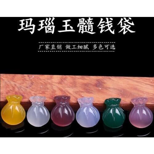 Natural Agate Chalcedony Blessing bag Pendant Necklace Charm Jewellery Fashion Accessories Hand-Carved Man Woman Luck Amulet