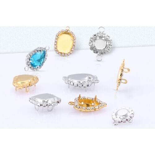 New Arrival Pendant Accessories Oval Shape Copper Claws Rhinestone Flatback Glass Strass Base Jewelry Making Accessories