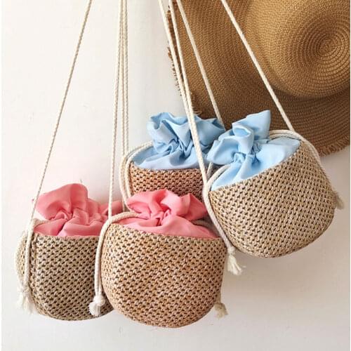 YoReAi Handmade Rattan Woven Straw Bags Summer Beach Bag for Women 2021 Bohemia Messenger Crossbody Purse Girl Small Satchel