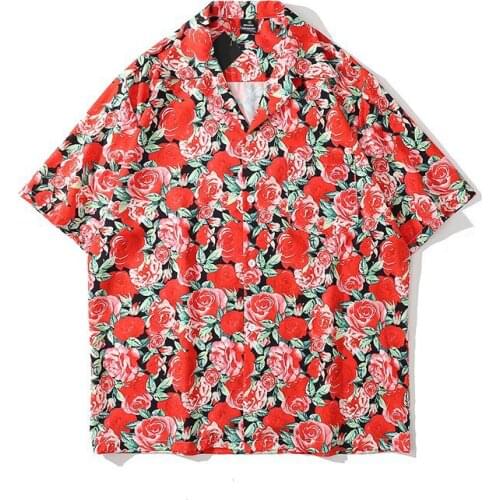 Men Shirt Short Sleeve 2021 New Arrival Summer Flowers Loose Male Shirt Thin Comfortable Student Korean Style Hot Sale S17