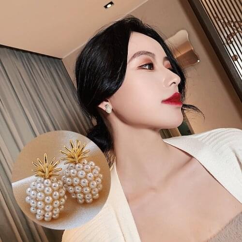 Stud Earrings for Women Pineapple Pearl Earrings Retro 2020 New Earrings Jewelry Wholesale