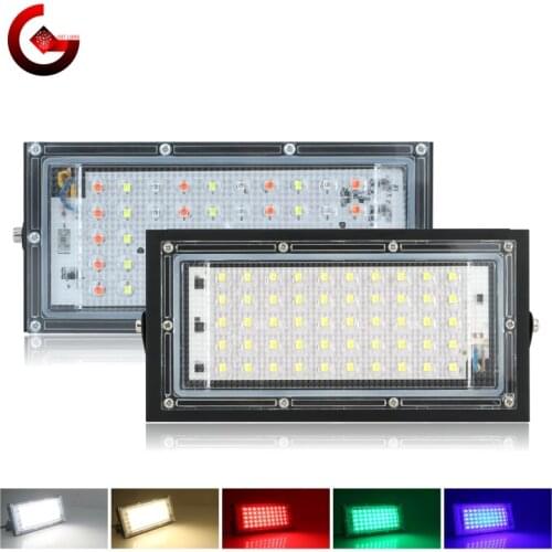 Led Flood Light 50W 220V Outdoor Floodlight IP65 Waterproof LED Street Lamp Cold/Warm white Red Green Blue RGB Spotlight