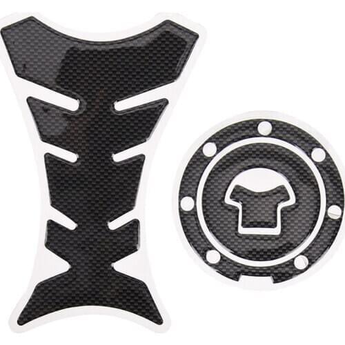 2Pcs Motorcycle Universal Gel Gas Fuel Tank Pad Protector 3D Carbon Fiber Sticker
