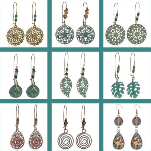 Vintage Bohemian Boho Ethnic Hanging Dangle Drop Earrings for Women Female New Wedding Party Antique Jewelry Accessories