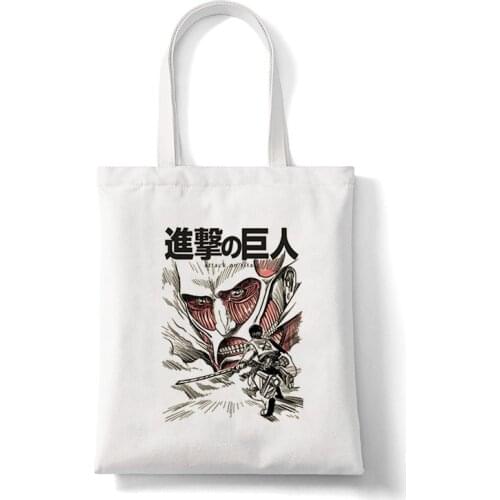 Japanese Anime Levi Attack On Titan Tote Bag Shopper Bags Shingeki No Kyojin Shopping Bag Shoulder Bag Canvas Handbag Reusable