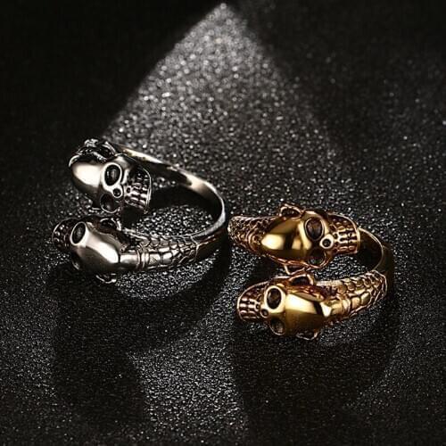 Jewelry 2019 New Charming Finger Ring Titanium Steel Open Skull Casting Big Promotion Wholesale Fashion Men Bijoux