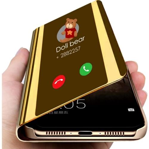 Mirror flip case for samsung galaxy a6 a8 j4 j6 plus a7 a9 2018 stand case cover for samsung j4plus j6plus j 4 6 + coque fundas