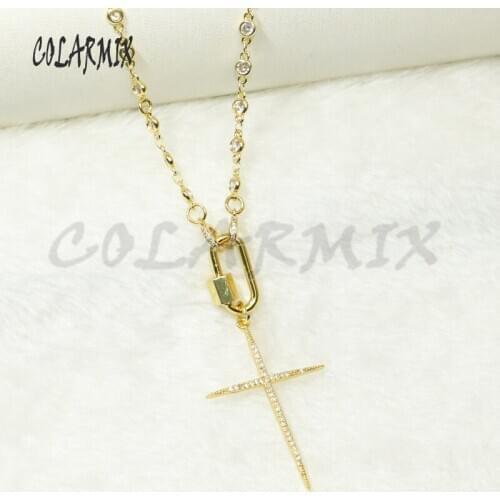3Pcs Slim cross Pendant crystal necklace zircon stone necklace religion jewelry fashion necklace jewelry for women50455