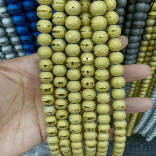 Plating Gold Natural Stone Beads 8mm 10mm Round Loose Color Jades Stone Beads For Jewelry Making DIY Bracelet Strand 15