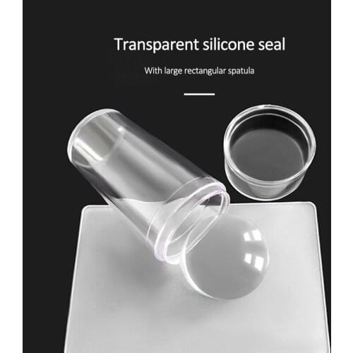 1Set Nail Art Decoration Seal Stamp Transparent Silicone Template Seal Stamp with Cover DIY Nail Art Manicure Tools