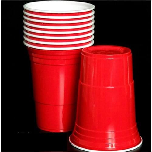 10Pcs/Setx Party Cup Bar Restaurant Supplies Household Items for Home Supplies 450ml Red Disposable Plastic Cup Cheap wholesale