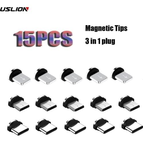 15pcs for Mobile Phone Replacement Parts Easy Operate Durable Converter 360 Degree Rotation Magnetic Tips Charging Cable Adapter