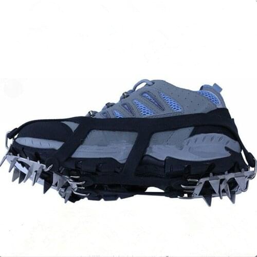 2pcs 18-Teeth 2 Color Sports Anti-Slip Ice Gripper Cleats Shoe Crampon Chain Spike Snow for Hiking Climbing