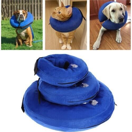 3 size Inflatable Pet Neck Protective Collar Soft Pet Anti-bite Elizabethan Collar Dog Cat Accessories Neck Wound Healing Circle