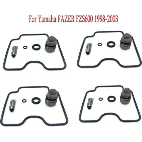 4PCS For Yamaha FZS600 FAZER 1998 1999 2000 2001 2002 2003 Carburetor Repair Kit Float Needle Valve Gasket O-rings Parts Set