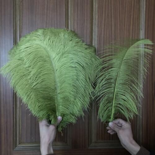 50PCS High Quality Army Green Ostrich Feathers 6~24" 15~ 60CM DIY Wedding Decoration DIY Crafts Carnival/Samba Show Plumages