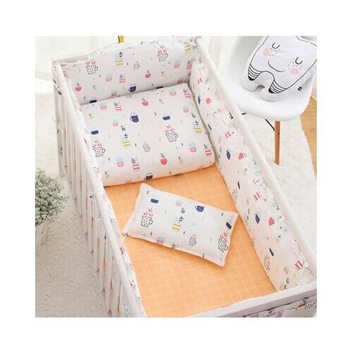 7PCS baby bedding bumper crib linen cotton crib bumper baby cot bedding set kit de berço,(4bumper+sheet+pillow+duvet)