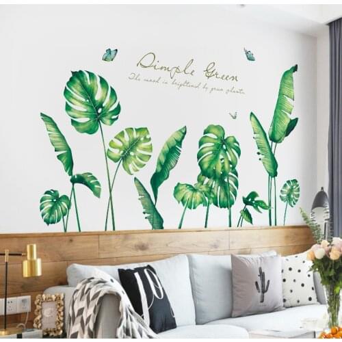 Large 183*106cm Tropical Banana Leaf Wallpaper DIY Green Plants Wall Stickers Home Room Decor Removable PVC Mural art Decals