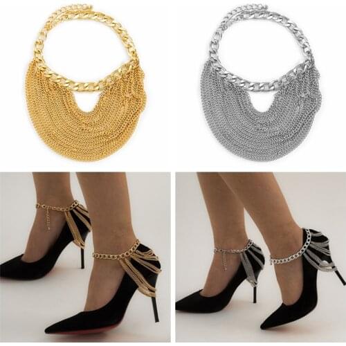 Aide New Fashion Chain Tassel Bracelet Anklets for Women Multi Layered Link Punk Anklets On Foot Barefoot Sandals bijoux femme