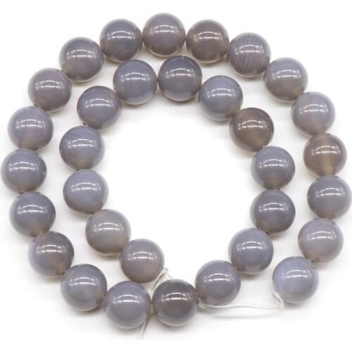 Natural Gray Agates Stone Beads 4/6/8/10/12mm Round Loose Agates Beads DIY Bracelet Jewelry Making Accessories Strand 15