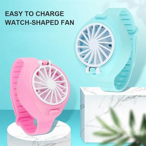 Children watch shaped fan Portable sports fan Rechargeable mini watch-shaped sports fan Comfortable wrist strap fan