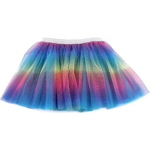 2021 New Children princess Tutu pettiskirt Skirts dress rainbow tricolor Kids Ballet dress performance Gradient Clothing dress
