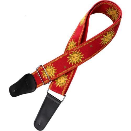 Hot-selling Jacquard Guitar Straps All Hand Embroidered Black Sunflower Series Tricolor