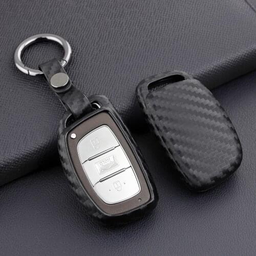 Hot selling For Beijing Hyundai Key Case Sonata Carbon Fiber Tucson Matte Black Elantra Smart Key Case Clasp Ring