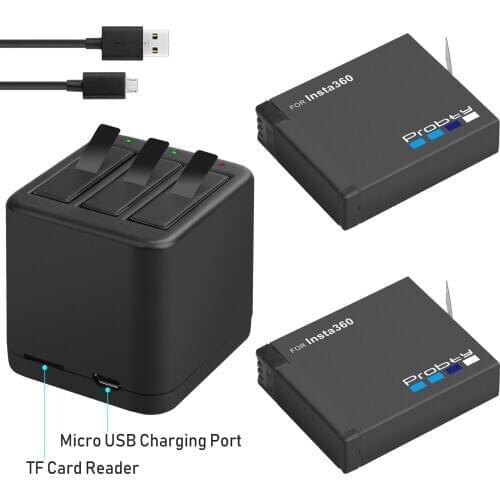 Insta360 ONE X battery and Micro USB battery charger support reading and writing TF card at the same time